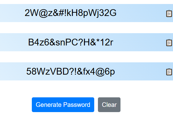 password generator interface